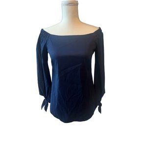 WHITE HOUSE BLACK MARKET Navy Blue Boatneck Top Size XXS